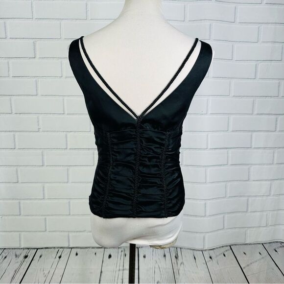 Elie Tahari Black Satin Corset Style Tank - Size Medium - Picture 4 of 11